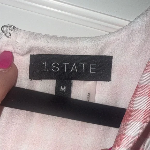 1. State Pink Gingham Bubble Sleeve Dress NWT - Picture 5 of 6